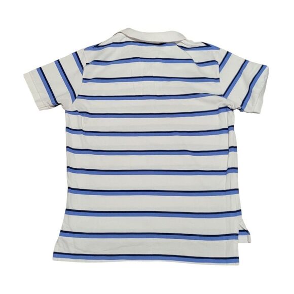 Mens Blue & Cream Stripe Polo Shirt - Picture 2 of 5
